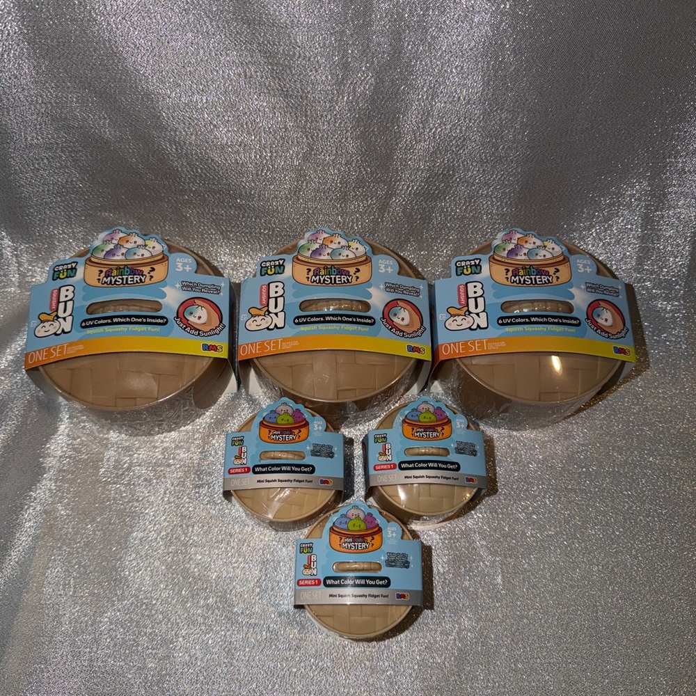 (3) Rainbow Mystery Squishy Bun Dumplings - Just Add Sunlight Series & (3) Mini